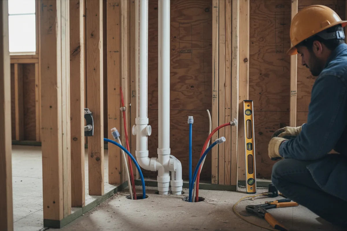 Drain and supply rough-in during Leak Detection in South Park